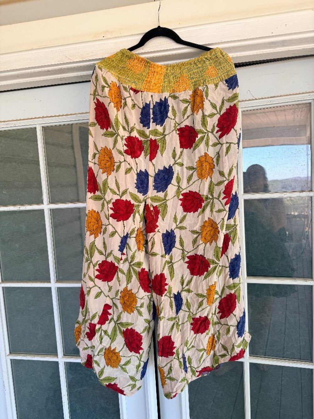 Kantha Bae REVERSIBLE Silk Float On Pants - Floral/Plaid Boho Free Size